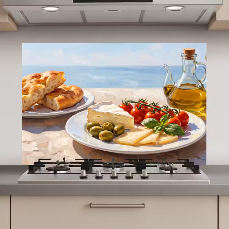 Spatscherm keuken - Eten - Middellandse Zee - Natuur - Geschilderd — 1