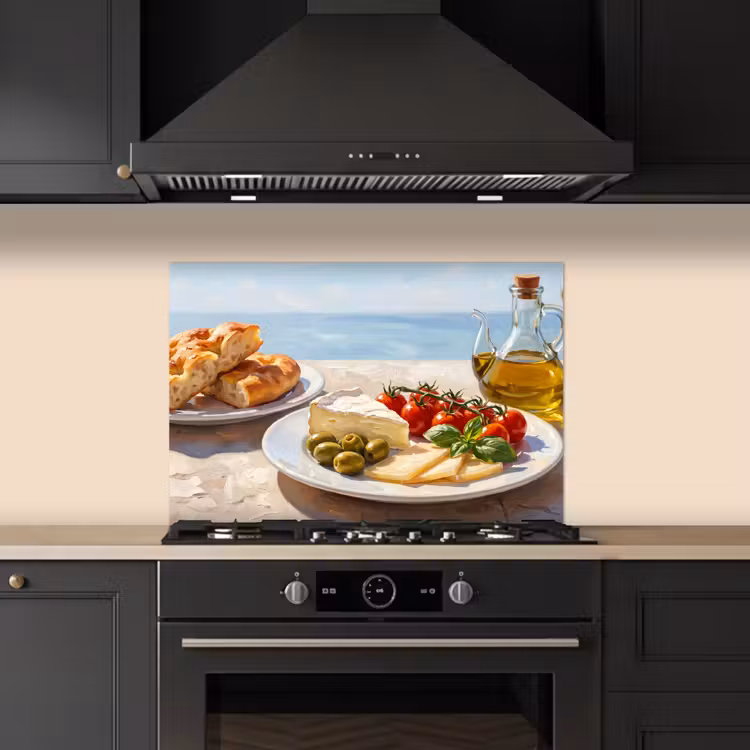 Spatscherm keuken - Eten - Middellandse Zee - Natuur - Geschilderd — 2