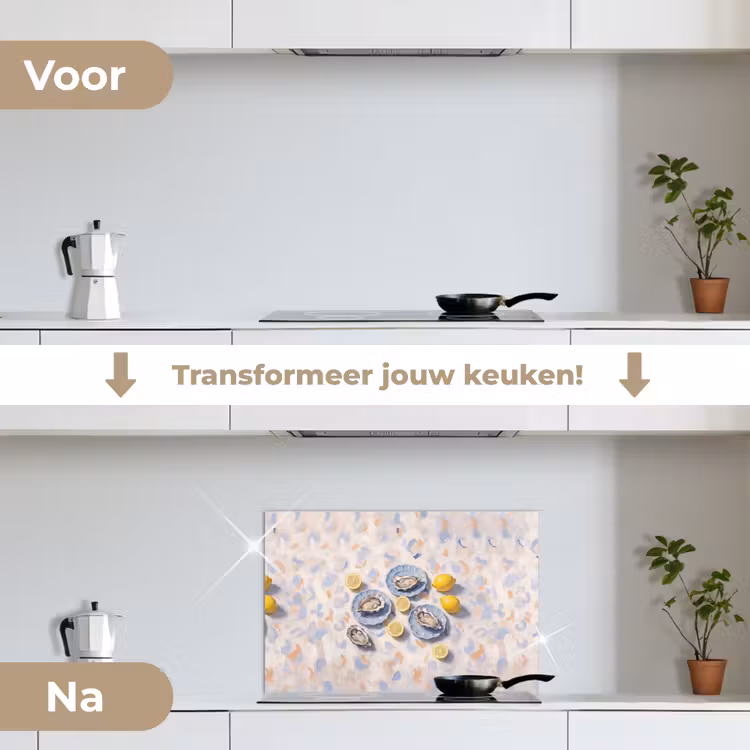 Spatscherm keuken - Eten - Oesters - Citroenen - Modern - Geel — 3