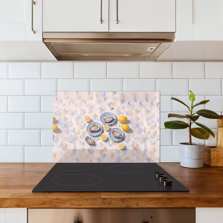 Spatscherm keuken - Eten - Oesters - Citroenen - Modern - Geel — 6