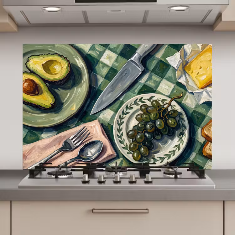 Spatscherm keuken - Eten - Ontbijt - Tafel - Modern - Groen — 1