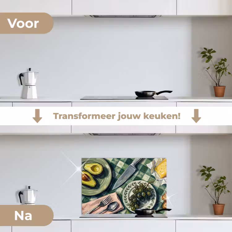 Spatscherm keuken - Eten - Ontbijt - Tafel - Modern - Groen — 3