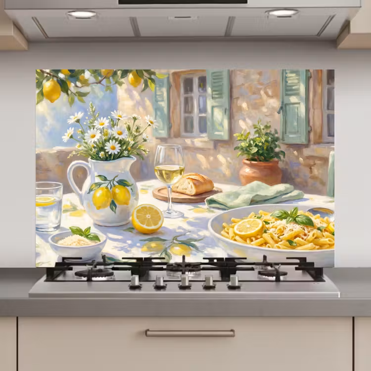Spatscherm keuken - Eten - Terras - Zomer - Geschilderd - Geel — 1
