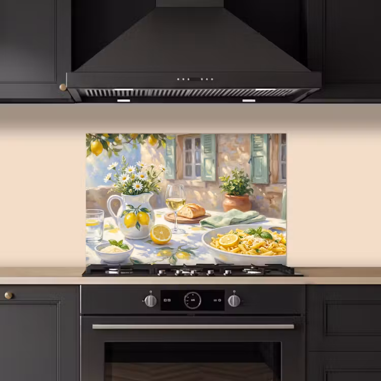 Spatscherm keuken - Eten - Terras - Zomer - Geschilderd - Geel — 2