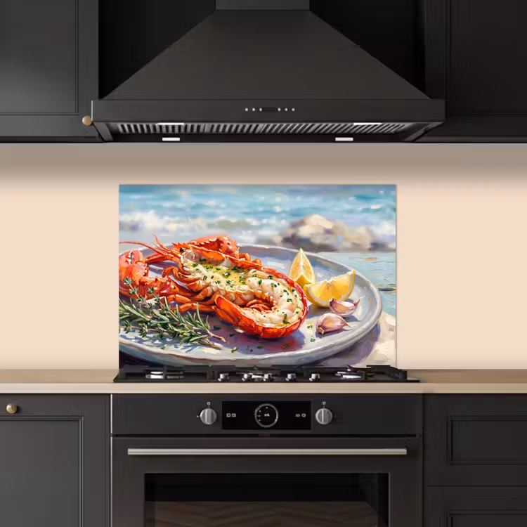 Spatscherm keuken - Eten - Zee - Kust - Modern - Blauw — 2