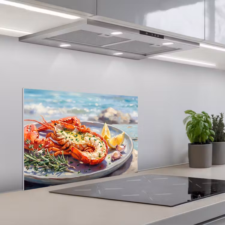 Spatscherm keuken - Eten - Zee - Kust - Modern - Blauw — 5