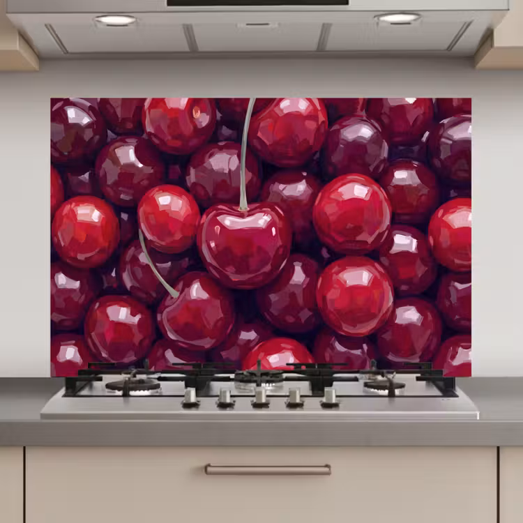 Spatscherm keuken - Fruit - Kersen - Eten - Modern - Rood — 1