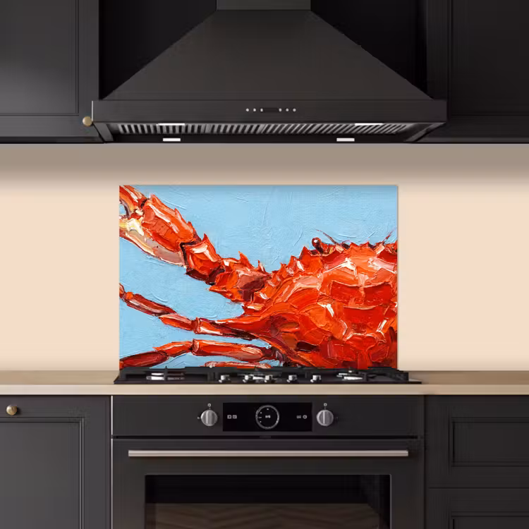 Spatscherm keuken - Krab - Zee - Dieren - Abstract - Rood — 2