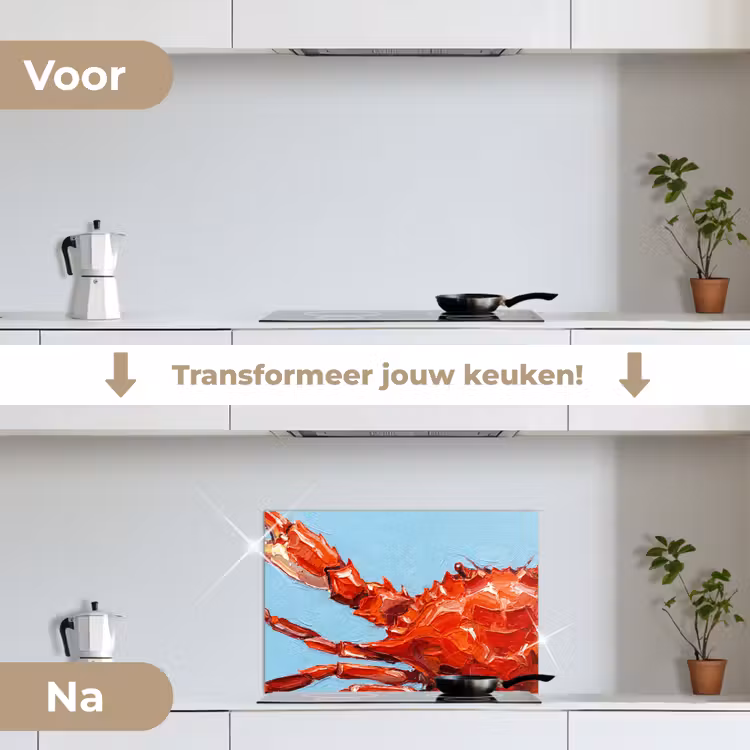 Spatscherm keuken - Krab - Zee - Dieren - Abstract - Rood — 3
