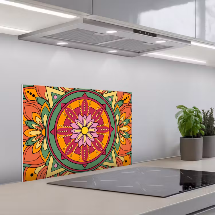 Spatscherm keuken - Mandala - Bloemen - Abstract - Kleurrijk — 5
