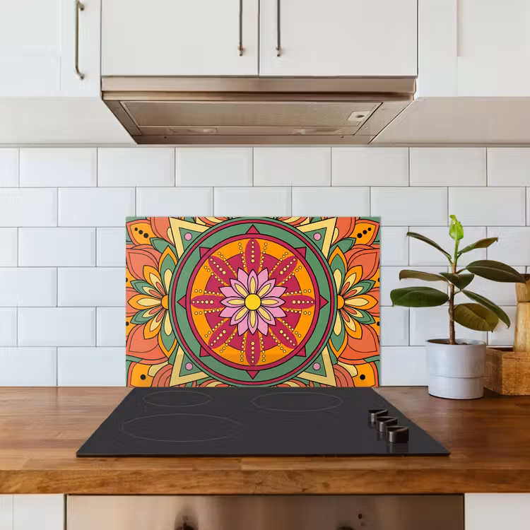 Spatscherm keuken - Mandala - Bloemen - Abstract - Kleurrijk — 6