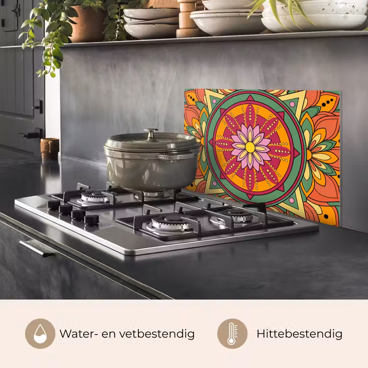 Spatscherm keuken - Mandala - Bloemen - Abstract - Kleurrijk — 7