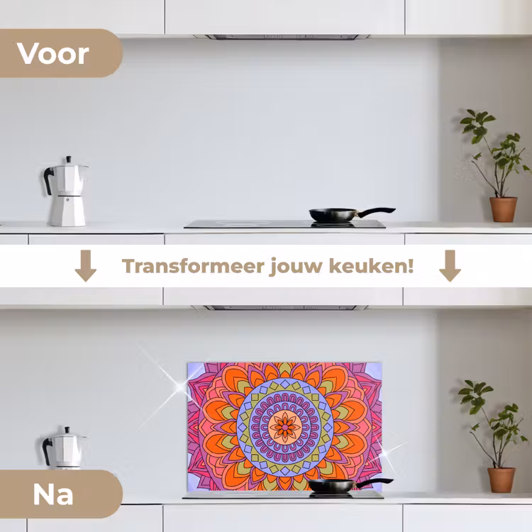 Spatscherm keuken - Mandala - Cirkel - Abstract - Kleurrijk - Patroon — 3
