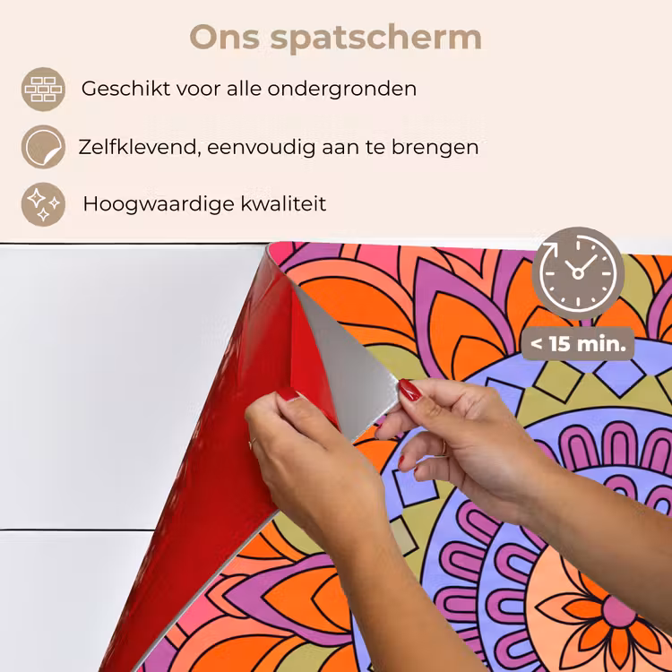 Spatscherm keuken - Mandala - Cirkel - Abstract - Kleurrijk - Patroon — 4