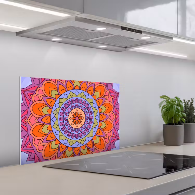 Spatscherm keuken - Mandala - Cirkel - Abstract - Kleurrijk - Patroon — 5