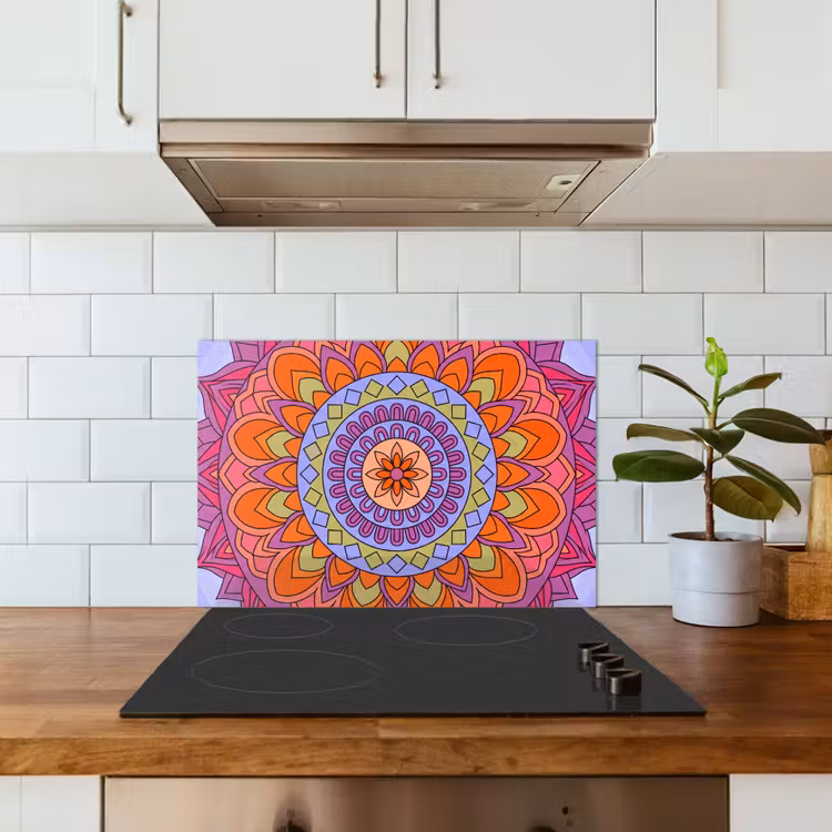 Spatscherm keuken - Mandala - Cirkel - Abstract - Kleurrijk - Patroon — 6