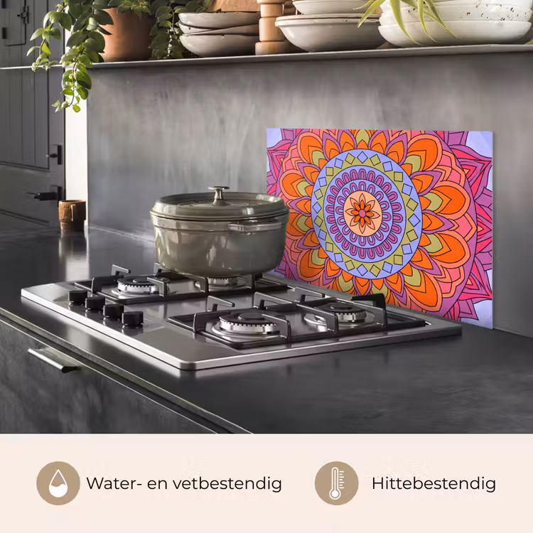 Spatscherm keuken - Mandala - Cirkel - Abstract - Kleurrijk - Patroon — 7