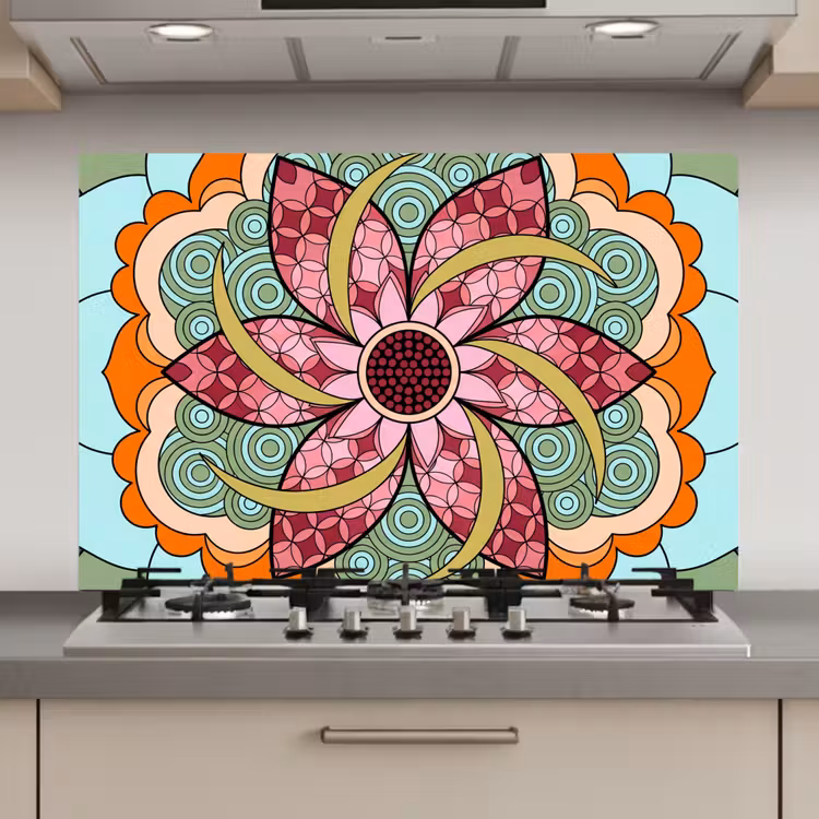 Spatscherm keuken - Mandala - Geometrisch - Kunst - Decoratief - Kleurrijk — 1