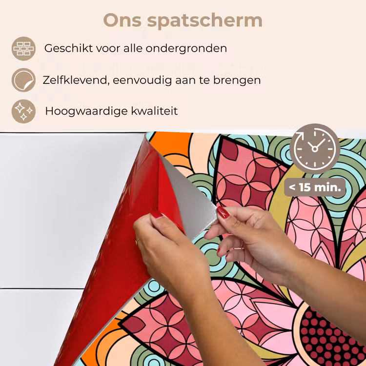 Spatscherm keuken - Mandala - Geometrisch - Kunst - Decoratief - Kleurrijk — 4