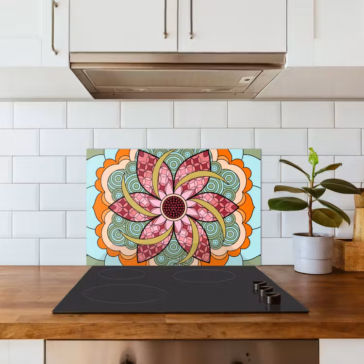 Spatscherm keuken - Mandala - Geometrisch - Kunst - Decoratief - Kleurrijk — 6
