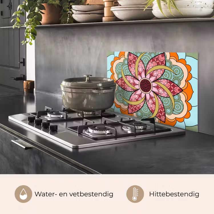 Spatscherm keuken - Mandala - Geometrisch - Kunst - Decoratief - Kleurrijk — 7