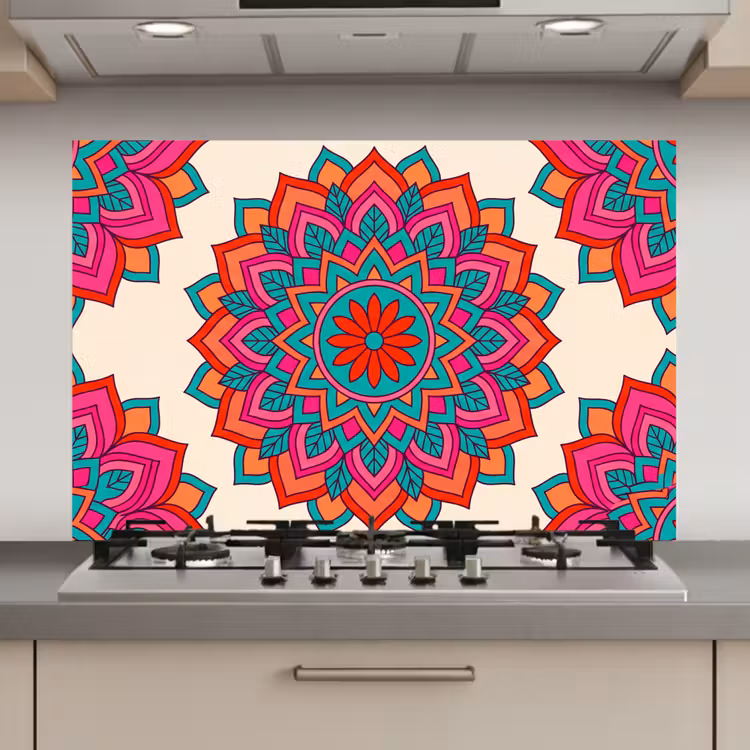 Spatscherm keuken - Mandala - Patroon - Abstract - Kleurrijk - Modern — 1