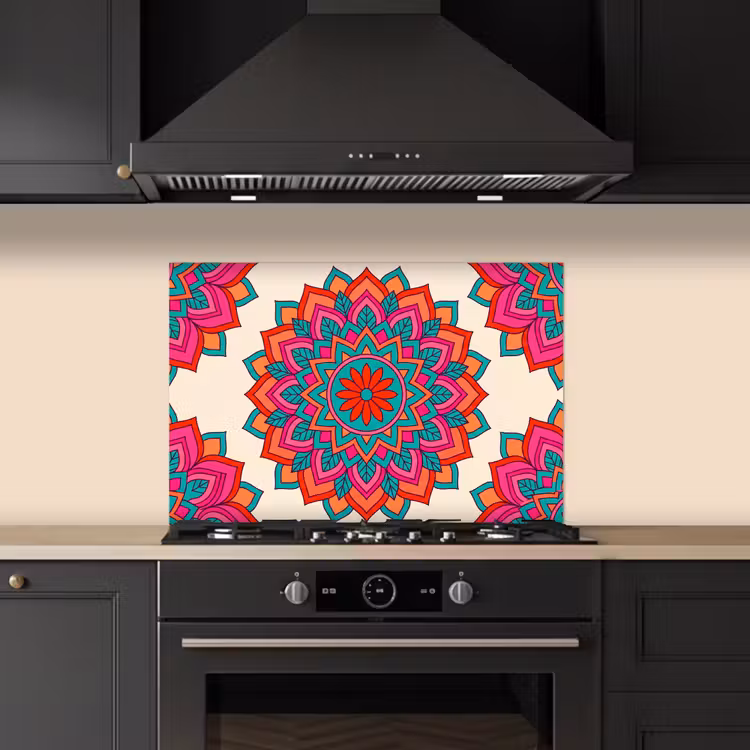 Spatscherm keuken - Mandala - Patroon - Abstract - Kleurrijk - Modern — 2
