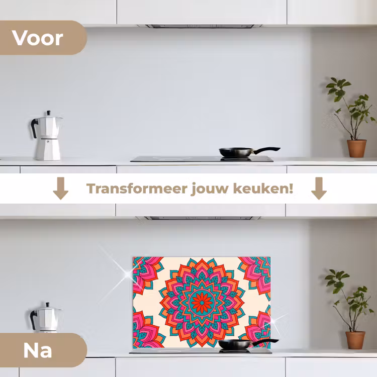 Spatscherm keuken - Mandala - Patroon - Abstract - Kleurrijk - Modern — 3