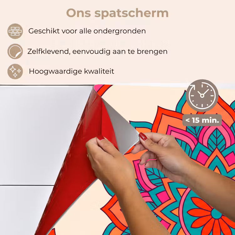 Spatscherm keuken - Mandala - Patroon - Abstract - Kleurrijk - Modern — 4