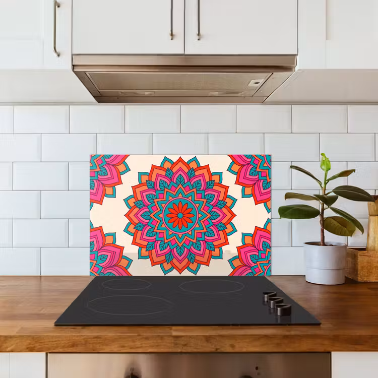 Spatscherm keuken - Mandala - Patroon - Abstract - Kleurrijk - Modern — 6