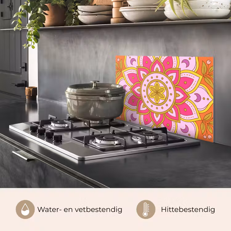 Spatscherm keuken - Patroon - Bloemmotief - Decoratie - Abstract - Roze — 7