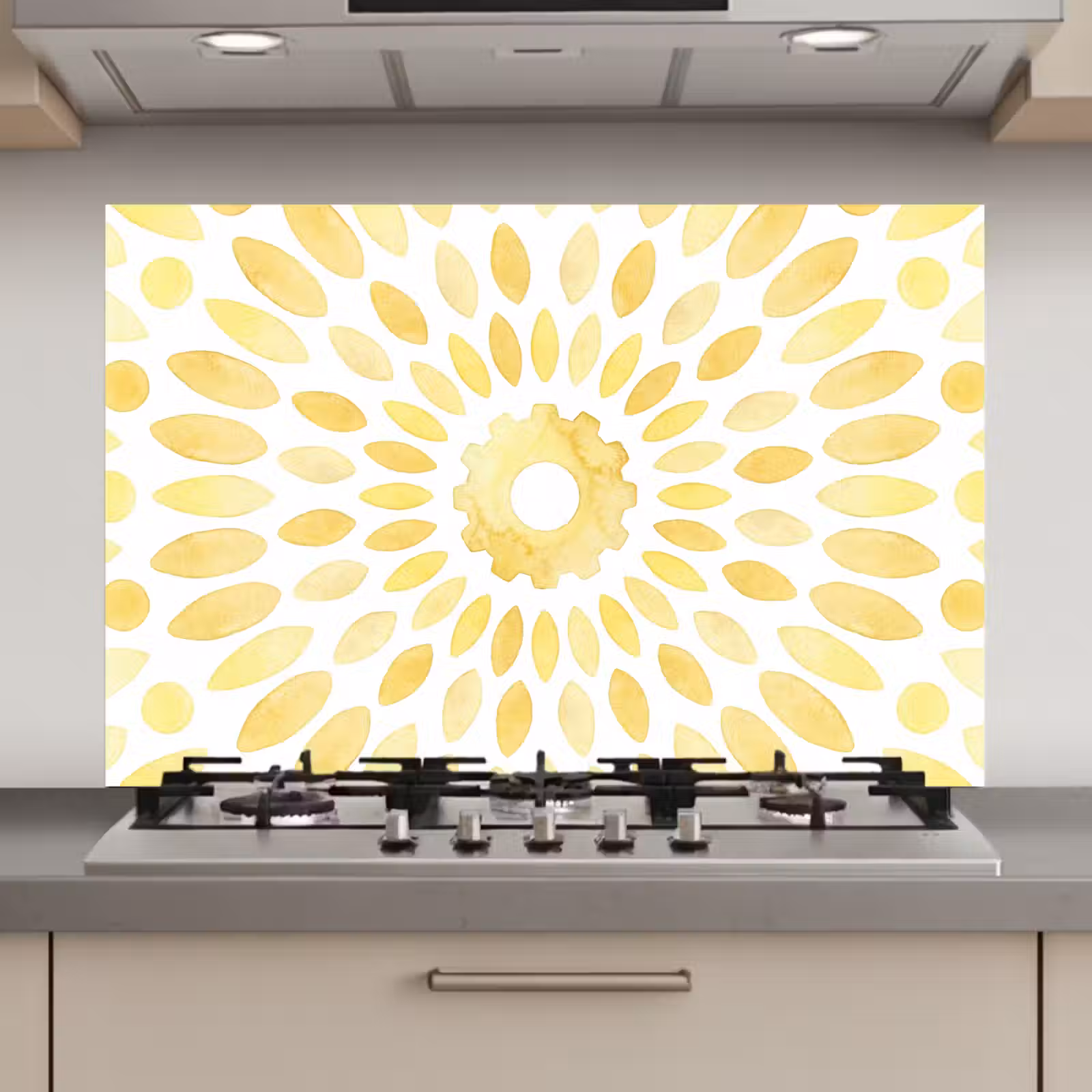 Spatscherm keuken - Abstract - Geometrisch - Stralend - Geel — 1