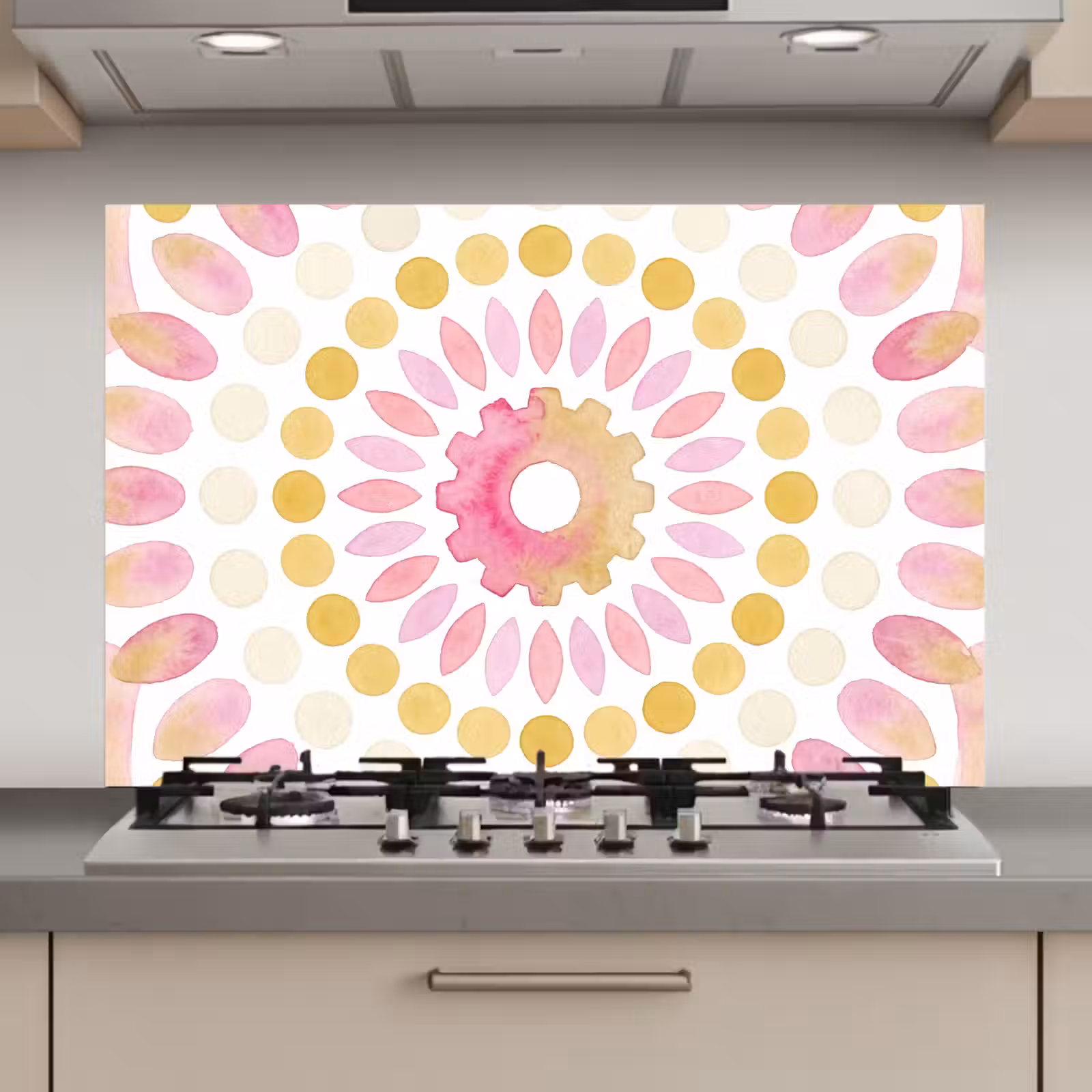 Spatscherm keuken - Abstract - Mandala - Kunst - Modern - Roze — 1