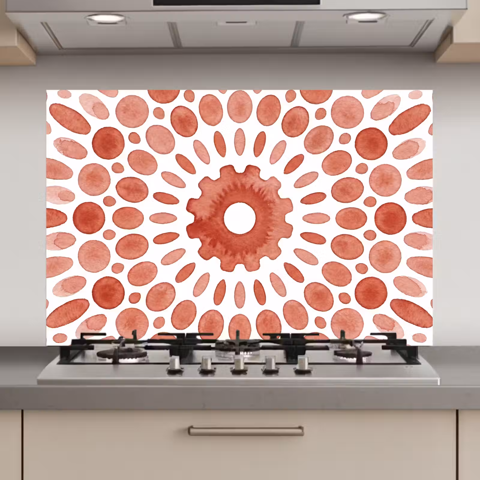 Spatscherm keuken - Patroon - Cirkels - Abstract - Modern - Rood — 1
