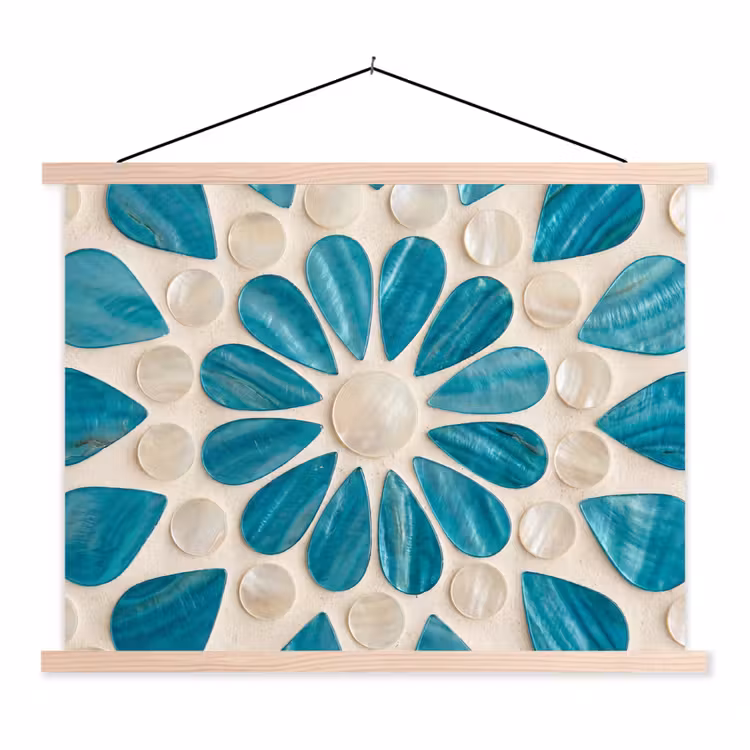 Schoolplaat - Patroon - Mozaïek - Schelpen - Abstract - Turquoise — 1