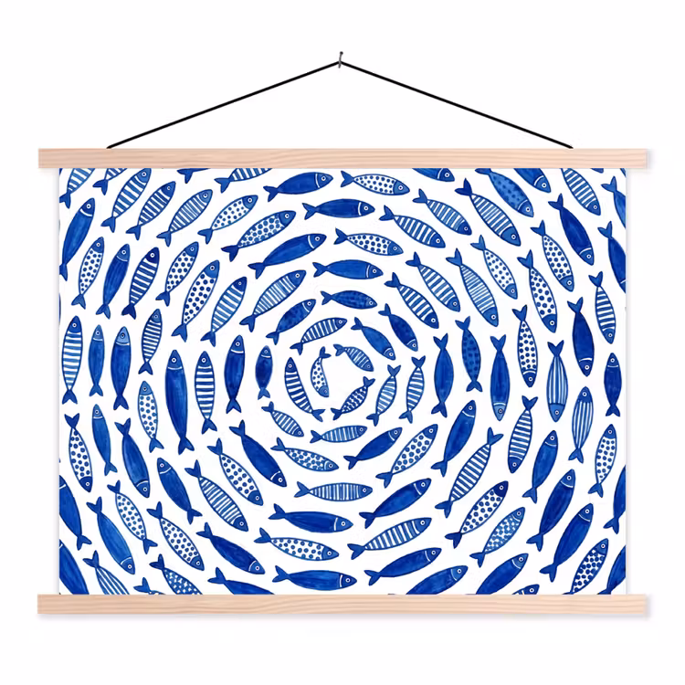 Schoolplaat - Vis - Patroon - Onderwater - Abstract - Blauw — 1