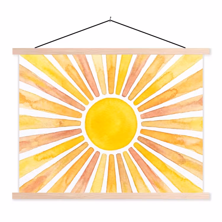 Schoolplaat - Zon - Stralen - Aquarel - Geel - Abstract — 1