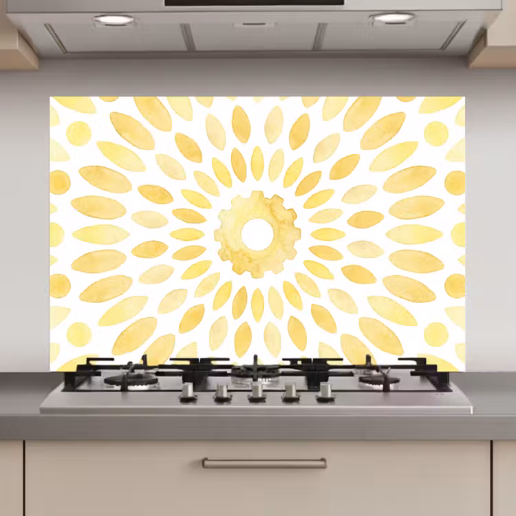 Spatscherm keuken - Abstract - Geometrisch - Stralend - Geel — 1