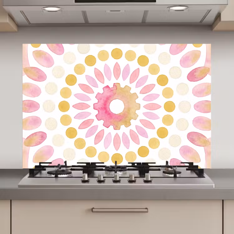 Spatscherm keuken - Abstract - Mandala - Kunst - Modern - Roze — 1