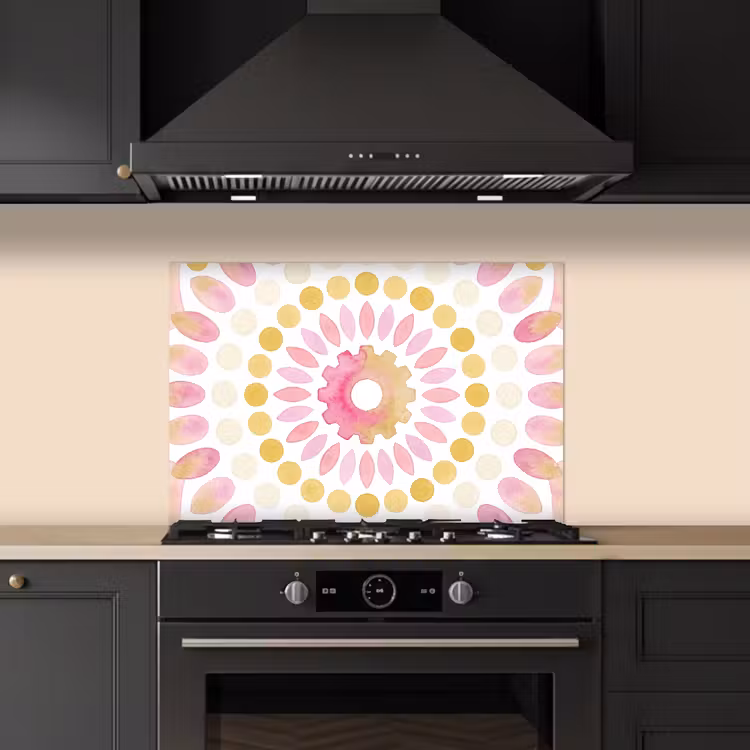 Spatscherm keuken - Abstract - Mandala - Kunst - Modern - Roze — 2