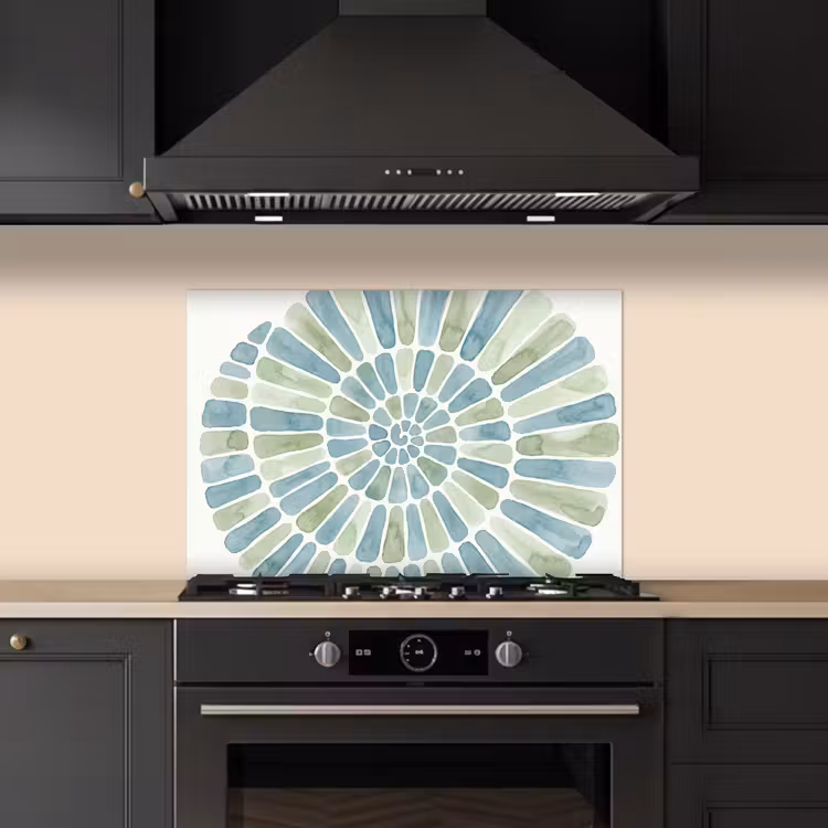 Spatscherm keuken - Abstract - Spiraal - Patroon - Modern - Blauw-Groen — 2