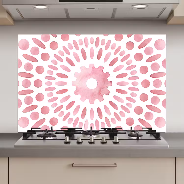 Spatscherm keuken - Abstract - Vormen - Patroon - Aquarel - Roze — 1