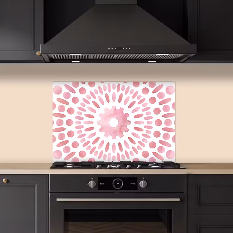 Spatscherm keuken - Abstract - Vormen - Patroon - Aquarel - Roze — 2