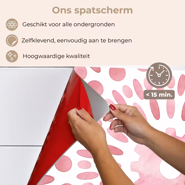 Spatscherm keuken - Abstract - Vormen - Patroon - Aquarel - Roze — 4