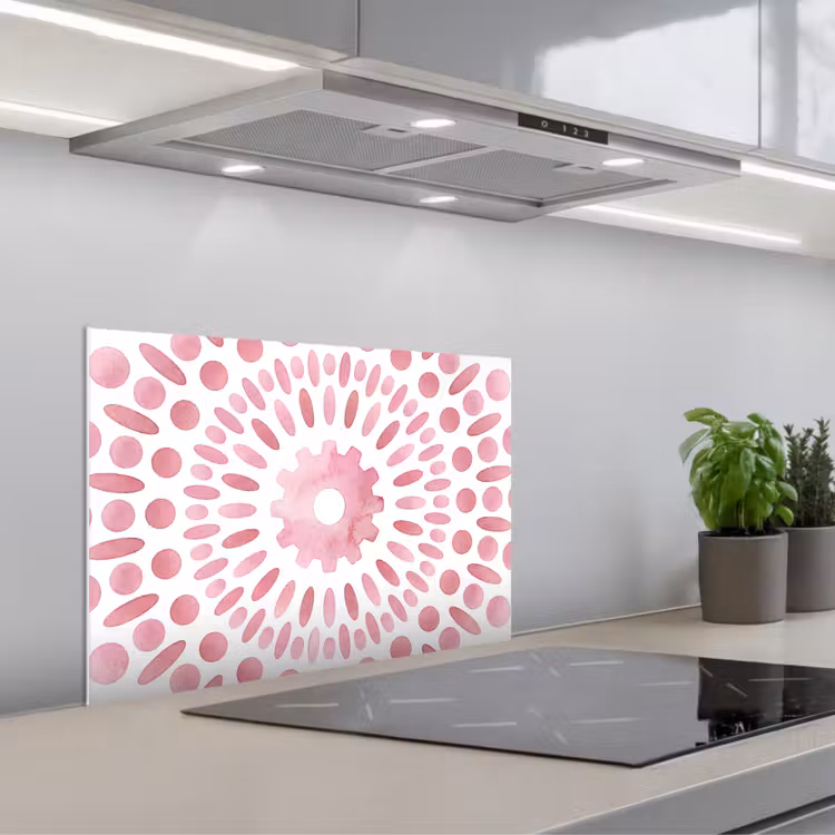 Spatscherm keuken - Abstract - Vormen - Patroon - Aquarel - Roze — 5