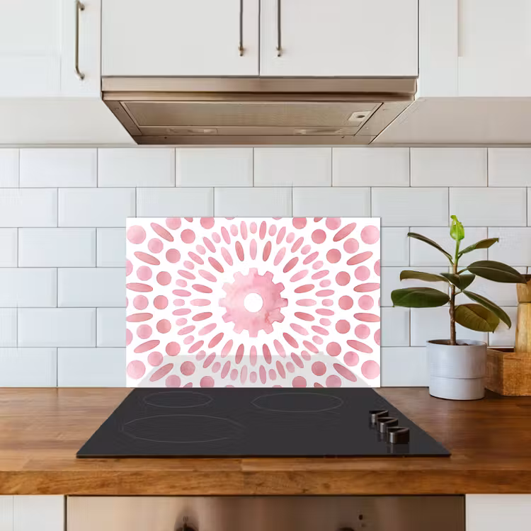 Spatscherm keuken - Abstract - Vormen - Patroon - Aquarel - Roze — 6