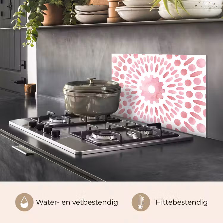Spatscherm keuken - Abstract - Vormen - Patroon - Aquarel - Roze — 7