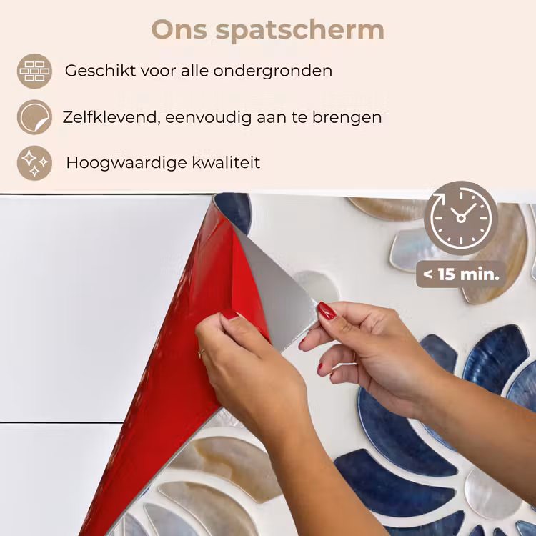 Spatscherm keuken - Bloemen - Parelmoer - Abstract - Patroon - Blauw — 4