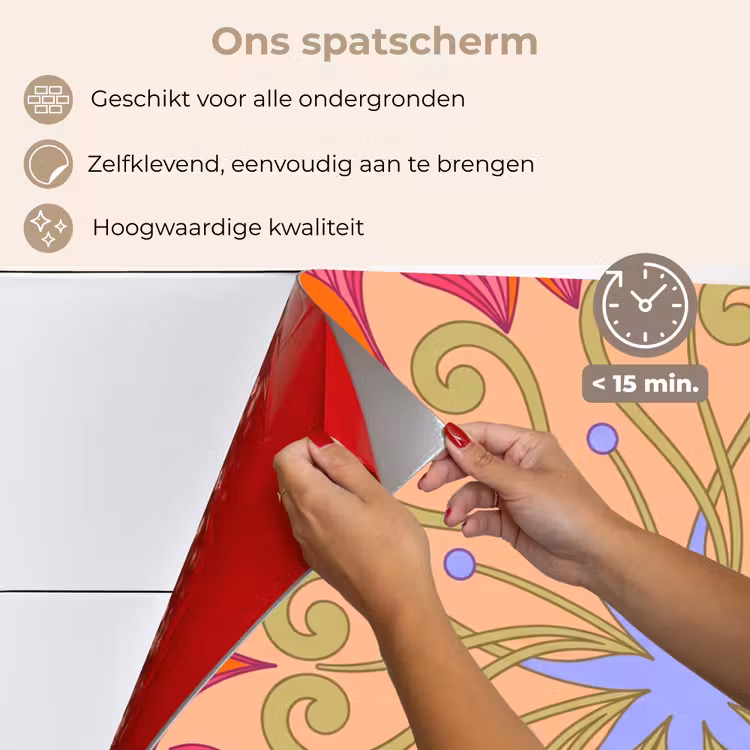 Spatscherm keuken - Bloemen - Patroon - Abstract - Roze - Decoratief — 4
