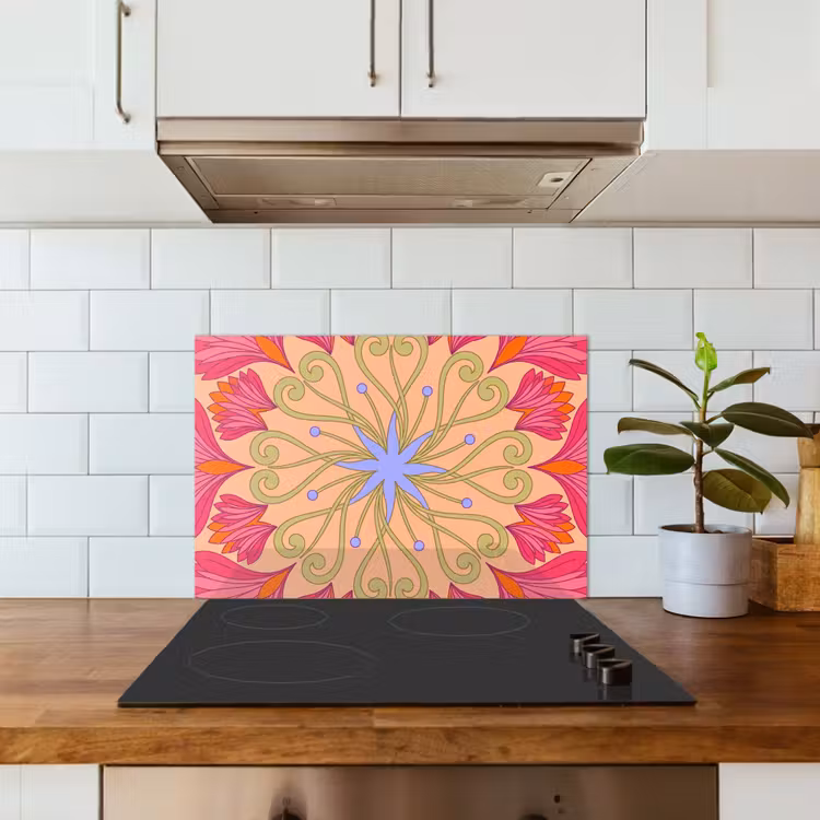 Spatscherm keuken - Bloemen - Patroon - Abstract - Roze - Decoratief — 6
